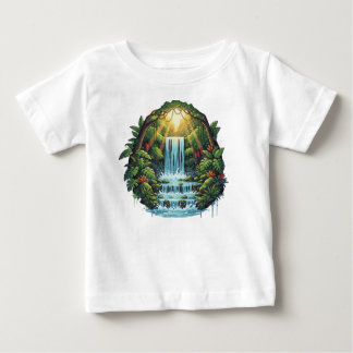 Lush Green Forest Waterfall – Cinematic Tropical  Baby T-shirt