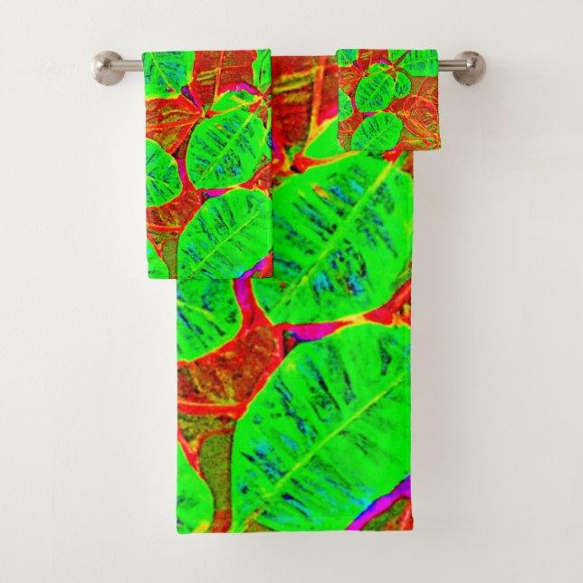 Lush Green Leaf Muster Badhandtuch Set (Insitu)