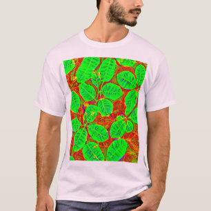 Lush Green Leaf Muster T-Shirt
