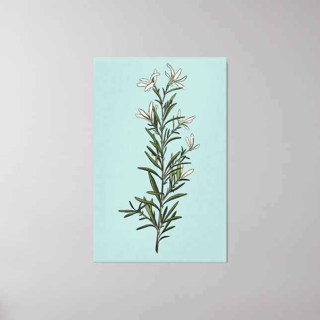 Lush Green Rosemary Sprig Painting Leinwanddruck (Vorderseite)
