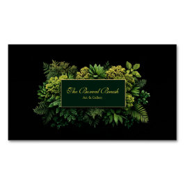 Lush Greenery Black Gold Frame Botanical Magnetische Visitenkarte