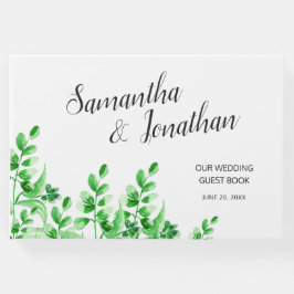 Lush Greenery Elegant Calligraphy Script Wedding Gästebuch