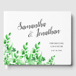 Lush Greenery Elegant Calligraphy Script Wedding Gästebuch