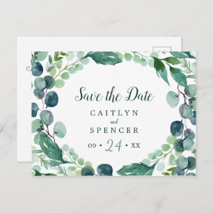 Lush Greenery & Eucalyptus Save the Date Postcard Einladungspostkarte