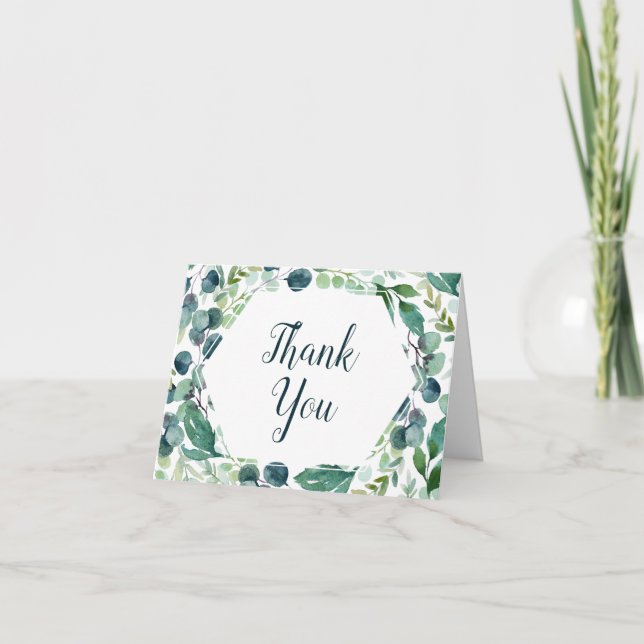 Lush Greenery & Eucalyptus Wedding Thank You Card Dankeskarte (Vorderseite)
