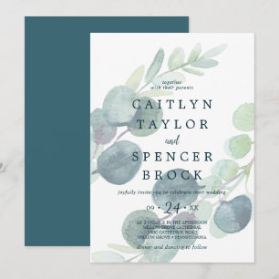 Lush Greenery Faded Eucalyptus Wedding Einladung