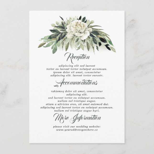 Lush Greenery Wedding Information Guest Begleitkarte (Vorderseite)