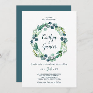 Lush Greenery Wreath Lässig Wedding Einladung