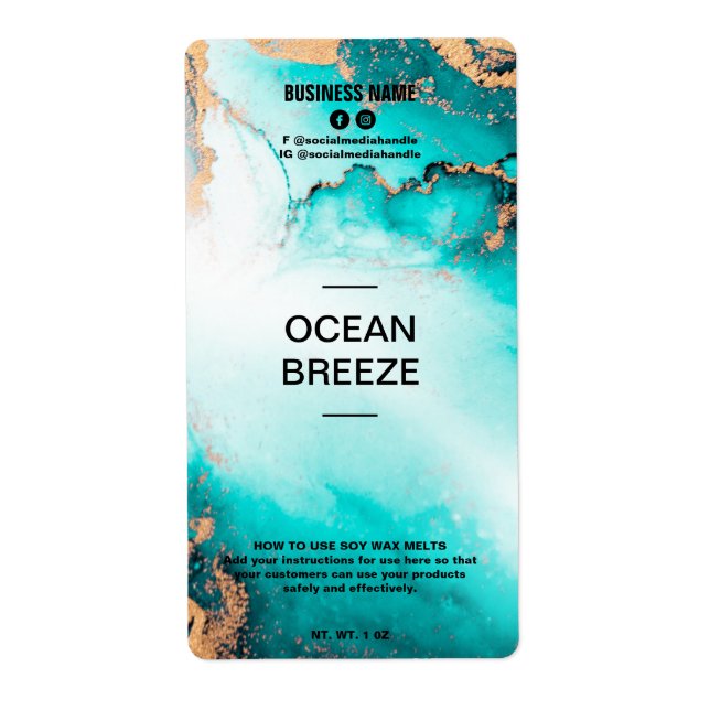 Lush Ink Ocean Blue Soy Wax Melt Labels (Vorne)