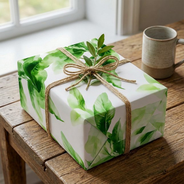 Lush lebendiges Jungle Leaf Muster Geschenkpapier (Lush vibrant Jungle Leaf Pattern Wrapping Paper.)
