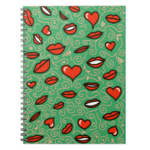 Lush Liebe: Red Lips & Hearts Pop auf Green