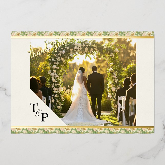 Lush Luxe, Tiger Lily & Mint, Danke, Foil Folieneinladung (Vorderseite)