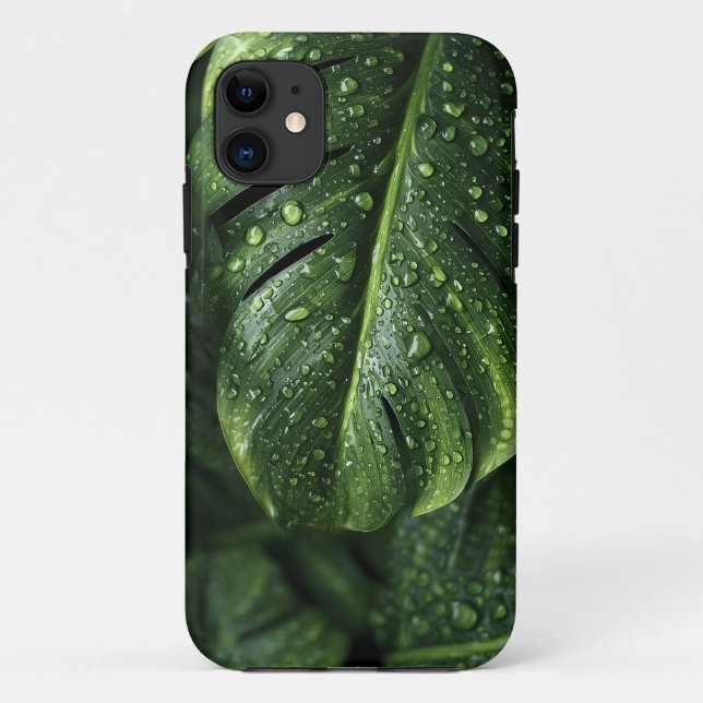 Lush Monstera Leaves with Morning Dew Drops Case-Mate iPhone Hülle (Rückseite)