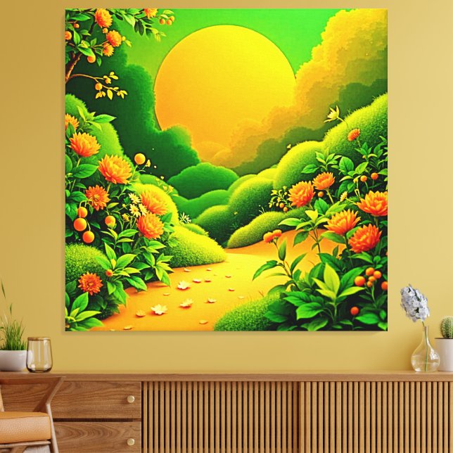 Lush Orange Garden Leinwanddruck (Insitu (Wohnzimmer))