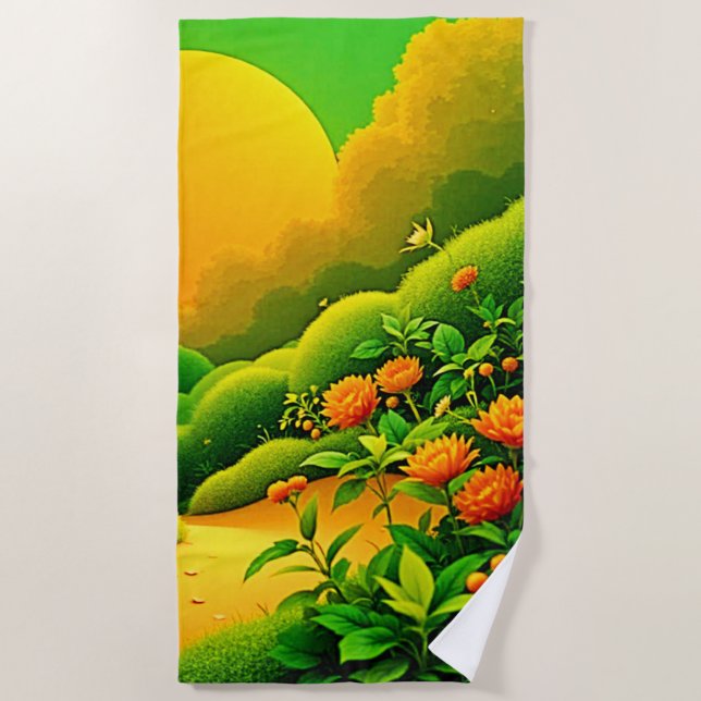 Lush Orange Garden Strandtuch (Vorderseite)