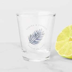 Lush Palm Leaf Wedding Blue ID956 Schnapsglas