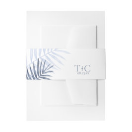 Lush Palm Leaf Wedding Blue/White ID956 Einladungsbanderole