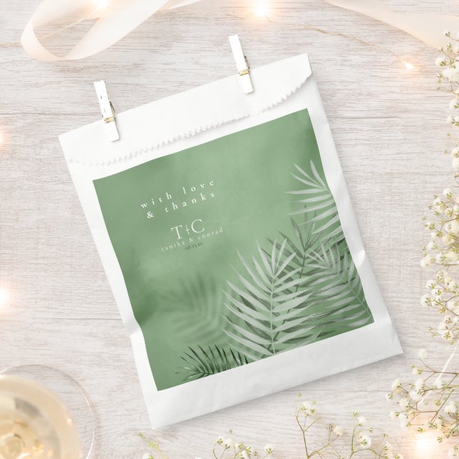 Lush Palm Leaf Wedding Dank Moss Green ID956 Geschenktütchen (Ausgeschnitten)