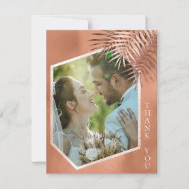 Lush Palm Leaf Wedding Foto Terra Cotta ID956 Dankeskarte