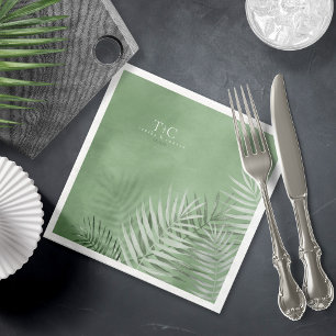 Lush Palm Leaf Wedding Moss Green V2 ID956 Serviette