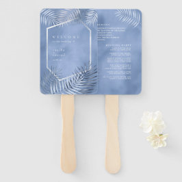 Lush Palm Leaf Wedding Program Windsor Blue ID956 Fächer