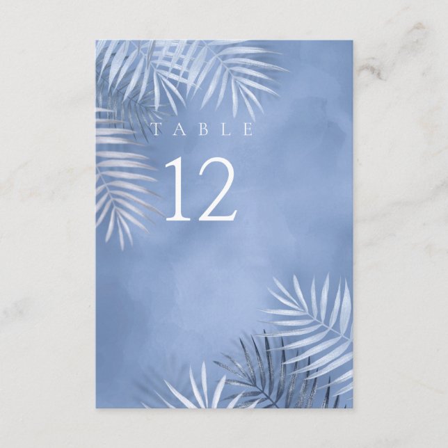 Lush Palm Leaf Wedding Table No. Windsor Blu ID956 Einladung (Vorderseite)
