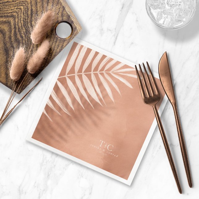 Lush Palm Leaf Wedding Terra Cotta V3 ID956 Serviette (Von Creator hochgeladen)