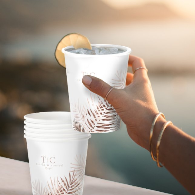 Lush Palm Leaf Wedding Terra Cotta/Wht ID956 Pappbecher (Von Creator hochgeladen)