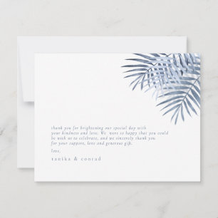 Lush Palm Leaf Wedding Windsor Blue ID956 Dankeskarte