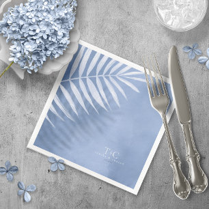 Lush Palm Leaf Wedding Windsor Blue V3 ID956 Serviette