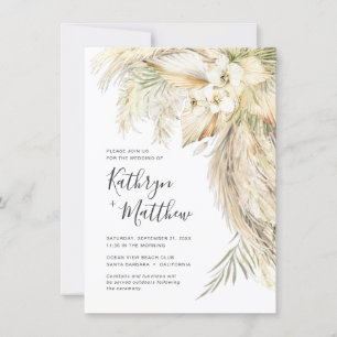 Lush Palms und Pampas Grass Boho Micro Wedding Einladung