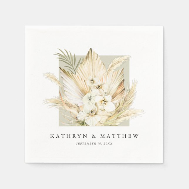Lush Pampas Grass Classy Boho Wedding Napkins Serviette (Vorderseite)