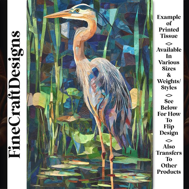Lush Paper Mosaic Collage Heron Bird BV5 Decoupage Seidenpapier (Von Creator hochgeladen)