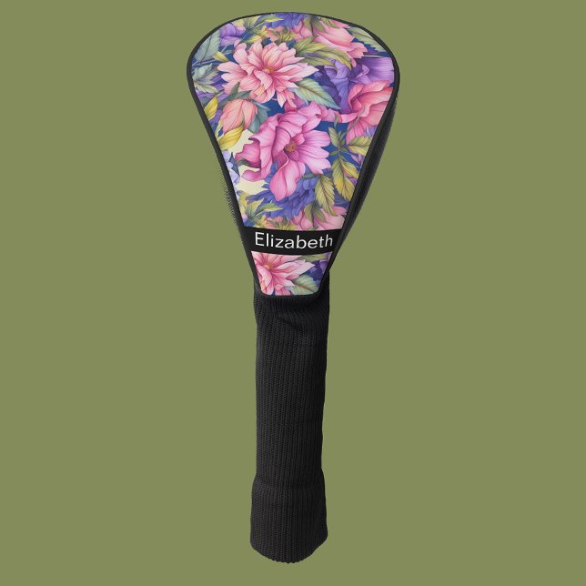 Lush Pink and Purple Flowers Personalized Golf Headcover (Von Creator hochgeladen)