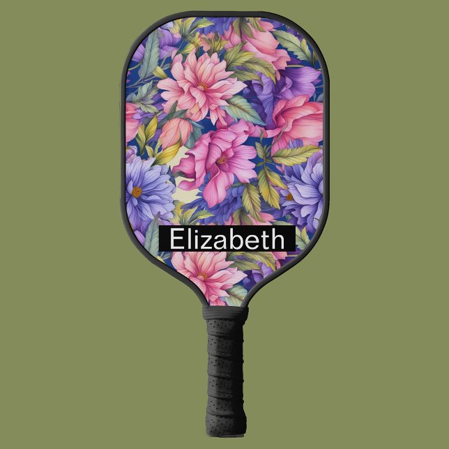 Lush Pink and Purple Flowers Personalized Pickleball Schläger (Von Creator hochgeladen)