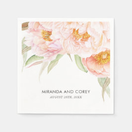 Lush Pink Peongs Aquarellblume Serviette