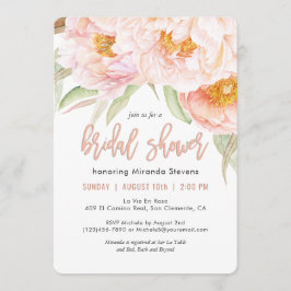 Lush Pink Peonies Aquarellfarbenes Brautparty Einladung
