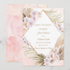 Lush Pink und Gold Aquarell Save the Date Blütenfa Einladung