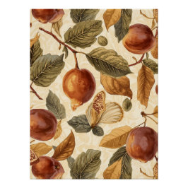 Lush Plums & Fig Leaves Art Print | Gilded Botanic Poster