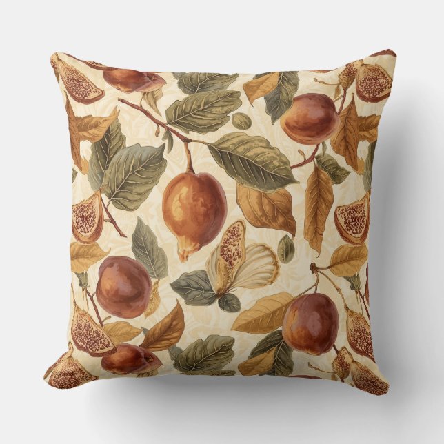 Lush Plums & Fig Leaves Throw Pillow | Gilded Kissen (Vorderseite)