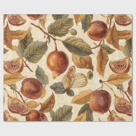 Lush Plums & Fig Leaves Wrapping Paper | Vintage Geschenkpapier