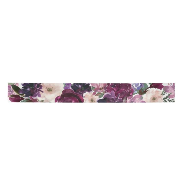 Lush Purple Blumen | Romantische Aquarellblume Satinband (Vorderseite)