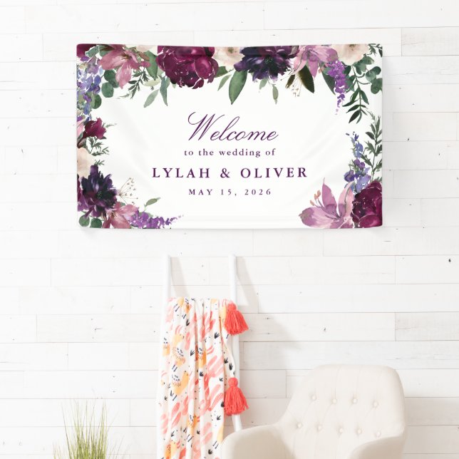 Lush Purple Blumen | Romantische Hochzeit Banner (Insitu)