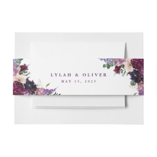 Lush Purple Blumen   Romantische Hochzeit Einladungsbanderole