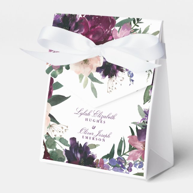 Lush Purple Blumen | Romantische Hochzeit Geschenkschachtel (Vorderseite)