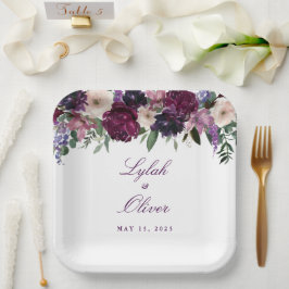 Lush Purple Blumen | Romantische Hochzeit Pappteller