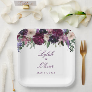 Lush Purple Blumen   Romantische Hochzeit Pappteller
