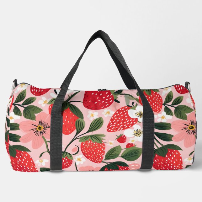 Lush Red Berries und Blüten Duffle Bag (Vorderseite)
