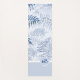 Lush Serene Blue Ferns Monogram Initials Yogamatte