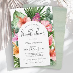 Lush Tropical Floral Brautparty und Luau Einladung